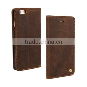 Luxury Retro Genuine Cow Leather Wallet Mobile Phone Case With Card Slot For IPhone 6 6Plus thumbnail-1