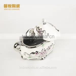 Hot Sale Ceramic Ashtray Electroplating Golden Stocks thumbnail-3