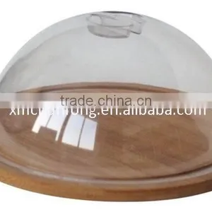 Glass Cheese Dome With Bamboo Board thumbnail-2