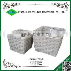 Plastic Liner Woven Wicker Flower Basket Pots thumbnail-1