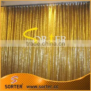Luxurious Shimmer Metal Sequin Fabric Gold Curtains thumbnail-1
