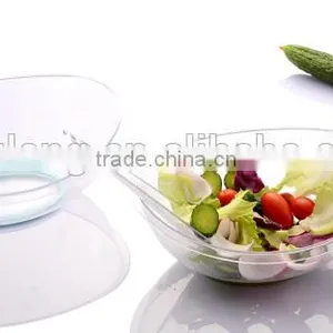 Plastic Oval Transparent Salad Bowl With Fork thumbnail-1