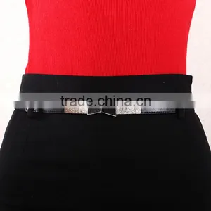 Wholesale Bowknot Buckle Women Lady PU Waist Belt thumbnail-2