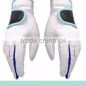 Popular Sheepskin White and Blue Golf Gloves for Children thumbnail-1