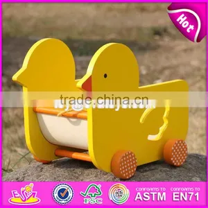 New Design Lovely Duck Shape Wooden Pull Car Toy for Toddlers W05B158 thumbnail-6