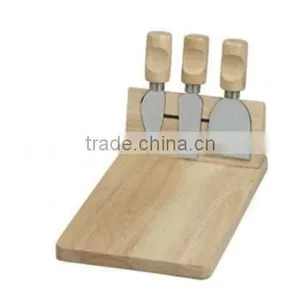 Rubber Wood Cheese Board With Cheese Knives thumbnail-4
