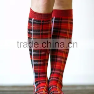 Plaid Socks - Knee Highs Stocking Stuffers Socks Set, Red Plaid thumbnail-1