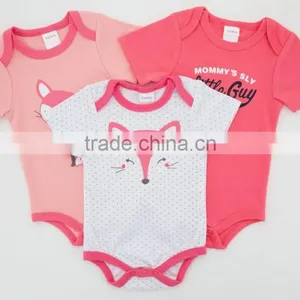 2017 Lovely Good Quality Baby Clothes Colorful Summer 100%Cotton Short Sleeves With Printing Newborn Infant Baby Bodysuits thumbnail-1