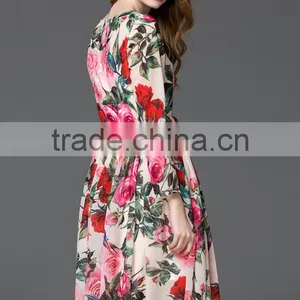 High Quality Hot Selling Women's Printing Elegant Long Dress thumbnail-4