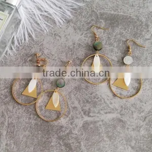 Zm35142a Summer Simple Women Clip on Statement Earrings New Design Shell Hoop Earrings thumbnail-5