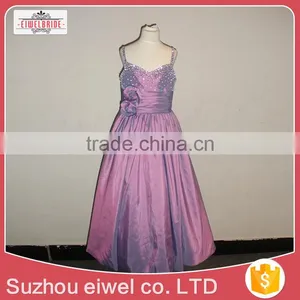 Purple Spaghetti Strap Flower Girl Dress for 10 Years Girl thumbnail-1
