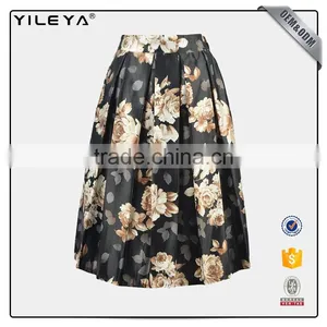 2017 Floral Printed Bandage A-line Elegant Wild Skirt thumbnail-1