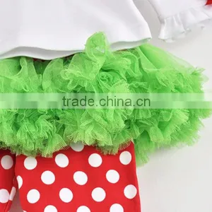 2015 New Fashion Long Sleeve Christmas Tree Lace Boutique Kids Outfit thumbnail-4