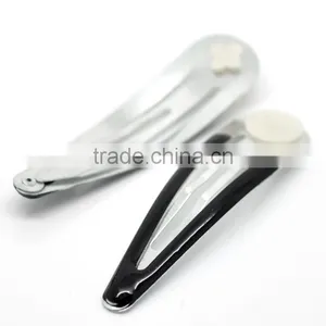 Fashion Silver Tone Enamel Black Snap Barrettes Metal Snap Hair Clips thumbnail-1