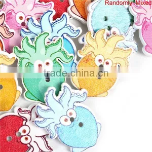 Wood Sewing Buttons Scrapbooking 2 Holes Octopus At Random thumbnail-1