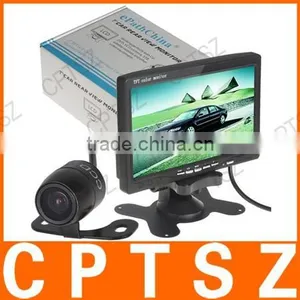 7" TFT LCD Display Color 2 Video Input Car RearView Headrest Monitor DVD VCR Monitor + Car Rear View Parking Camera Kit thumbnail-1