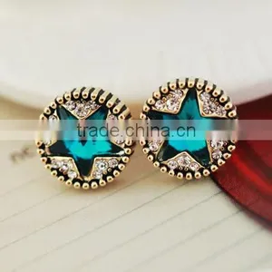 Wholesale Fashion Jewerly Round Shape Star Engraved Earring Stud thumbnail-1