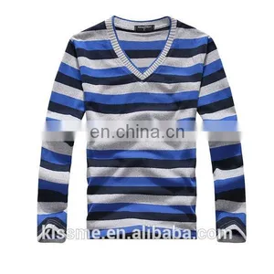 Hot! Sell 2015 Newest Fashion Mens Stripe t Shirt Long Sleeve thumbnail-1