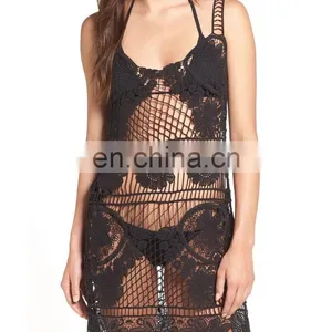 C90 Crochet Lace Cover-Up Beach Dress Sexy thumbnail-1