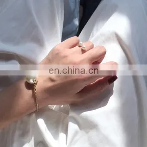 2PCS/Set Contracted Design Beautiful and Elegant Pearl Zircon Women's Pearl Finger Ring thumbnail-3