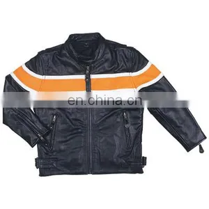 ORANGE BLACK KIDS LEATHER JACKETS BIKER COAT thumbnail-1