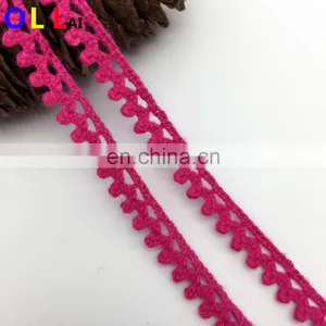 OLCT071 0.8cm Fashion Pink Cotton African Tulle Lace Crochet Guipure for Ladies Clothes thumbnail-2