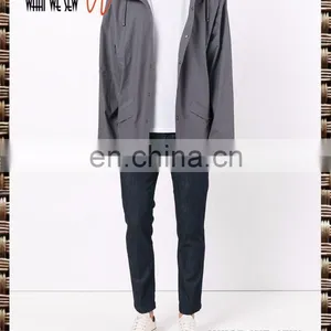 Grey Flap Pockets Hooded Jacket From WWS.custom Buttons Sports Hoodies thumbnail-1