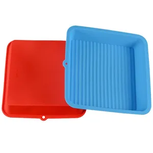 Free Sample Food Grade Heat Resistant Nontoxic Silicone Cake Mold Baking Mousse Pudding Mold Tool Square Fruit Pie Plate thumbnail-1