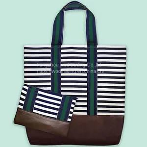 Large Shoulder Bag Striped Purse Makeup Bag From Factory thumbnail-1