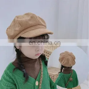 Baby Beret Winter Children Octagonal Hat Korean Girl Beret Boy Corduroy thumbnail-1