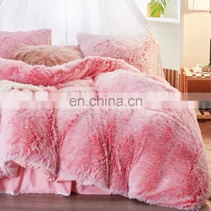 Custom Bed Cover Shaggy Fur Duvet Cover Luxury Ultra Soft Velvet Bedding Set thumbnail-1