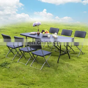Outdoor Patio Furniture Space Saving 6ft Portable Plastic Party Foldable Table Bbq Camping Picnic Folding Outdoor Table thumbnail-5