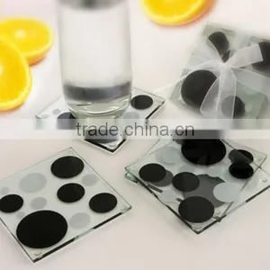 Square Silk Screen Printed Glass Coaster Table Coasters Glass Printed Coasters thumbnail-1