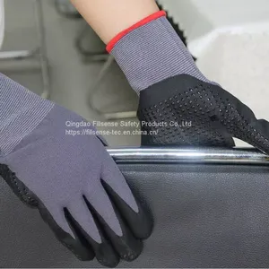 15Gauge Nylon Spandex Liner Nitrile Foam Coated Dotted Gloves With Dots EN388 4131X thumbnail-4