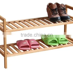 Eco-Friendly Walnut 2 Tiers Shoe Rack thumbnail-1