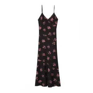 Spring 2025 New Women's Fashion European and American Style Simple Printed Midi Dress thumbnail-1