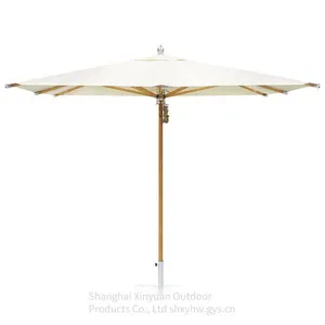 Heavy-duty Wooden Patio Umbrella Suitable for Commercial Customization, Luxurious Double-pulley Drawstring Umbrella thumbnail-2