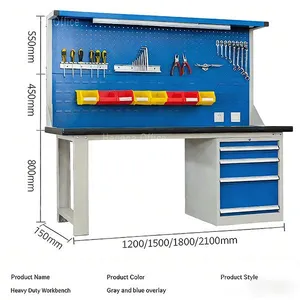 Anti-Corrosion Industrial Worktable for Heavy Duty Metalworking, Powder Coated Steel Workbench With Integrated Tool Rack and Cabinet, Best Selling thumbnail-1