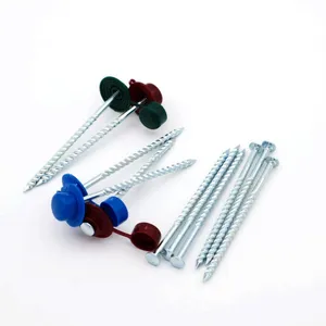 Colored Plastic Cap Galvanized Twist Nails - 80mm Length for Metal Sheet Fastening thumbnail-1