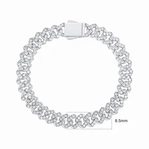 Width Bling CZ Miami Cuban Link Chain Bracelet Hip Hop Micro Pave 5A Clear Cubic Zirconia Cuban Jewelry For Men thumbnail-2