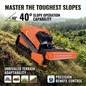 Vigorun Industrial 420cc 4-Takt 9000W kabelloser Gummiband-Schlegelmäher landwirtschaftlicher Roboter-Krawler mit Benzinantrieb und Eigenantrieb thumbnail-1