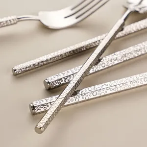 304 Stainless Steel French Steak Knife, Fork, Spoon, Forged Craft Hexagonal Handle Western Tableware Mirror Soup Spoon thumbnail-4