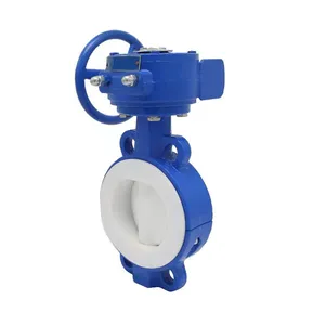 Manufacturer Direct Sales Cast Steel Lined Fluorine Butterfly Valve Turbine Clamp Butterfly Valve thumbnail-3