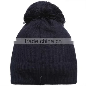 Wholesale Fashion Cheap Winter Acrylic Custom Beanie Hats With Pom Pom Knit Hat thumbnail-3