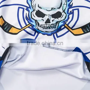 White Color Contrast Blue Color Sewing Polyester Hockey Shirts thumbnail-5