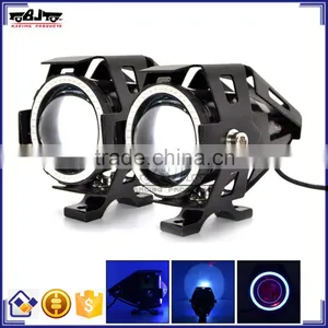 Waterproof Ultra Bright 12V 10W U7 Angel and Devl Eye LED Front Motorcycle Light Lamp Lighting thumbnail-1