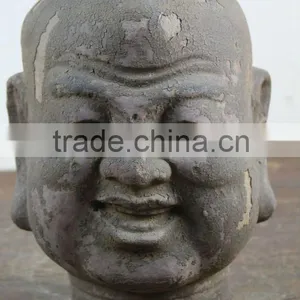 Chinese Antique Wooden Buddha Head Sculpture thumbnail-1