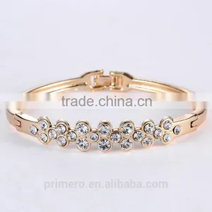 Women's Fashion Alloy Flowers Rhinestone Cuff Bangle Bracelet Jewelry thumbnail-2