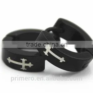 316L Stainless Steel Hip Hop Earrings Fashion Punk Black Men Cross Jewelry Wholesale thumbnail-4