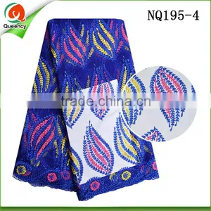 Fashion Royal Blue Embroidery French Lace Fabric 2016 African Tulle Lace for Wedding NQ195-4 thumbnail-1